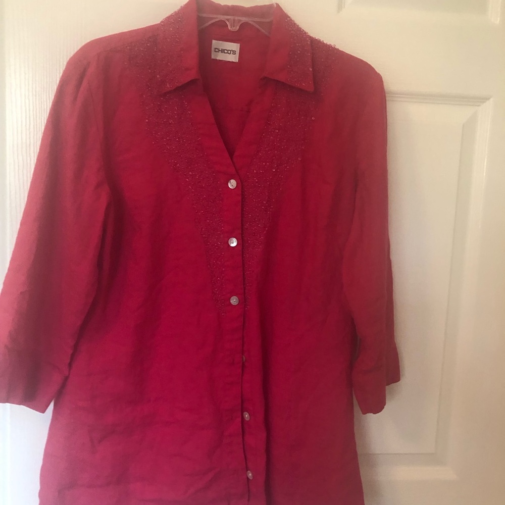Chico’s pink top with sparkles